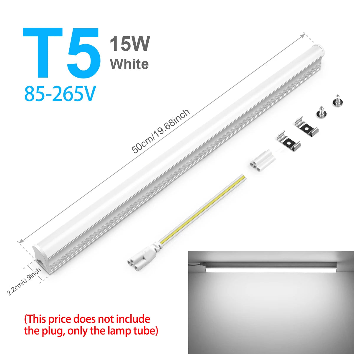 15W T5 85-265V Led Tube Light 50CM 25W T8 220V Aluminium Bar Lamp Indoor Ceiling Wall Lamps, Warehouse Garage Showroom Lighting Oasis Select Only Lamp No Plug T5 White 85-265V