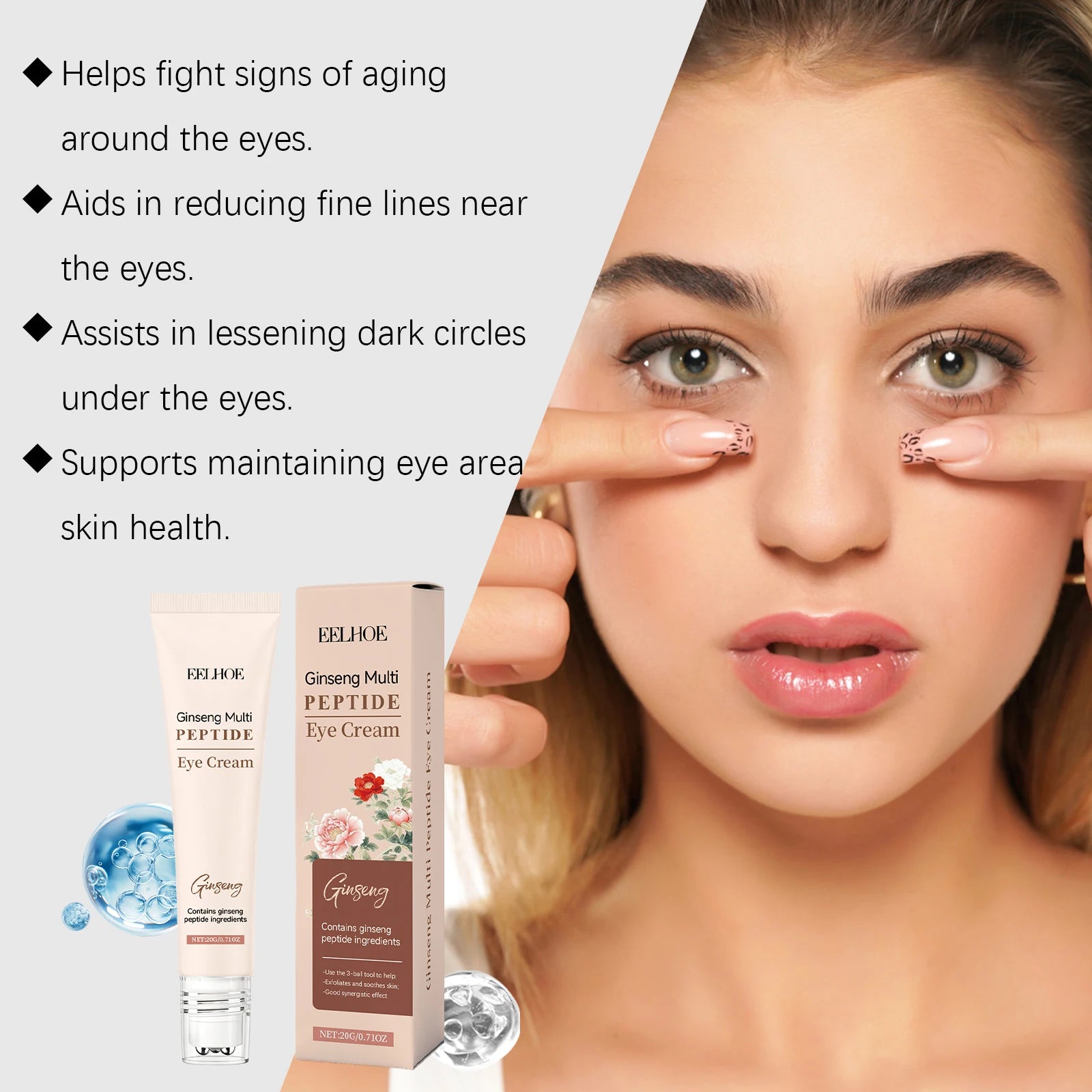 Eelhoe Ginseng Roller Eye Cream – Anti-Aging Dark Circles Roller Eye Cream Oasis Select