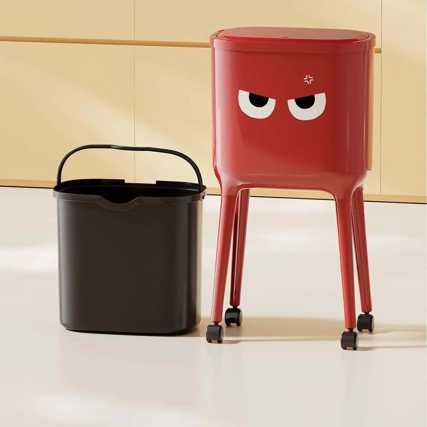 High-leg bin, no bending required, press-to-open lid design—large-capacity oval kitchen/living room bin, durable plastic Oasis Select