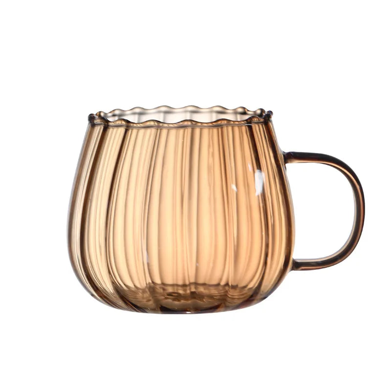 400ml Pumpkin Shaped Glass Cups High Borosilicate Glass Coffee Tea Drinks Dessert Breakfast Glasses For Juice Milk Tea Drinkware Oasis Select Golden 400ml