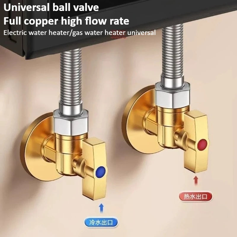 Brass Large Flow Water Stop Valves Hot and Cold Water G1/2" with Handle Bathroom Kitchen Sink Durable Stop Valve Oasis Select