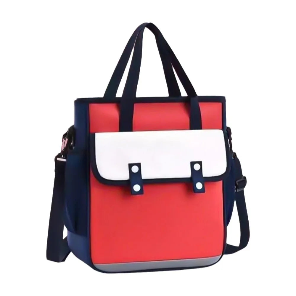 Large Capacity 4-in-1 Canvas Knapsack Waterproof Zipper Student Book Shoulder Bag Lightweight Multifunctional Oasis Select Red
