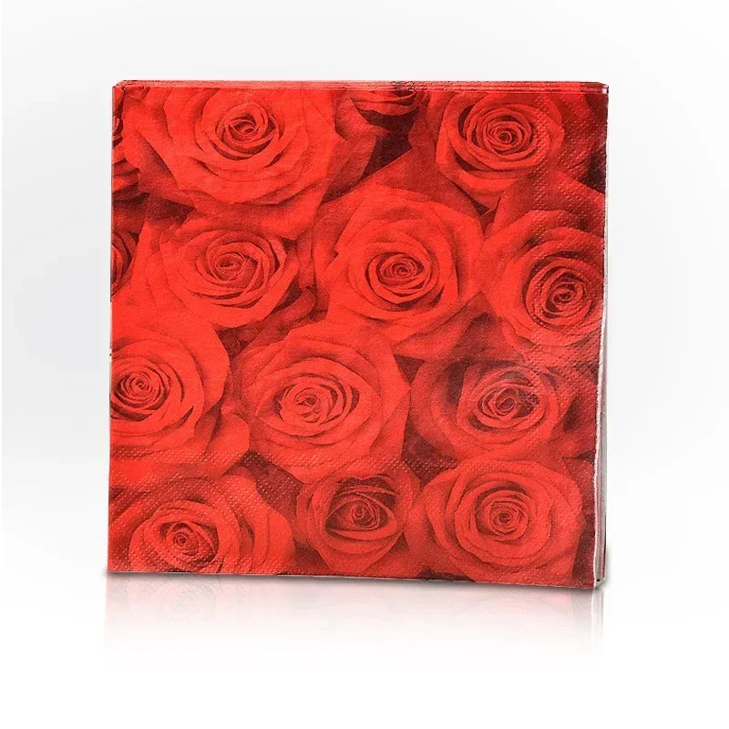 20PCS Rose Flower Assorted Vintage Napkins Decoupage Materials Christmas Paper Towels Crafts Disposable Tableware беби бон Oasis Select