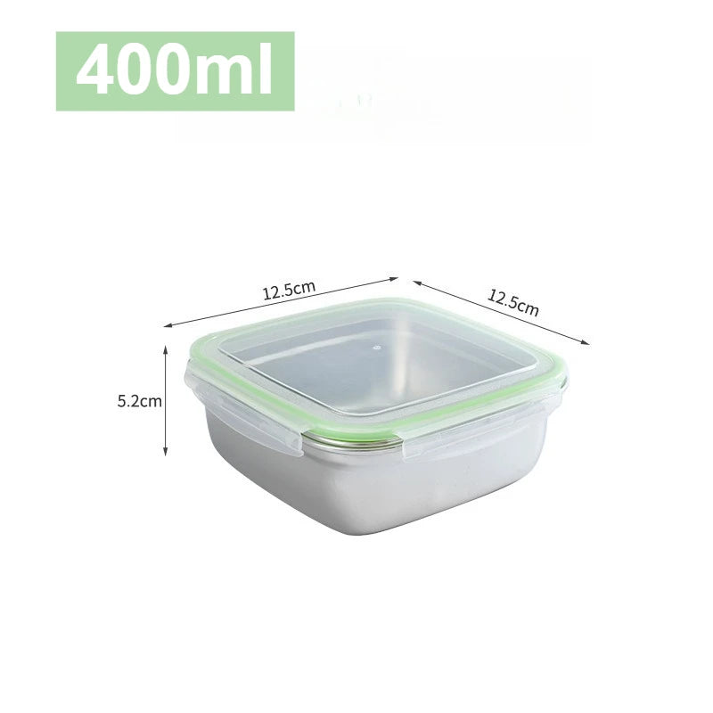 3 Pieces Stainless Steel Food Containers Food Storage Box Square Lunch Box 400/750/1200ml Oasis Select 400ml 1pc