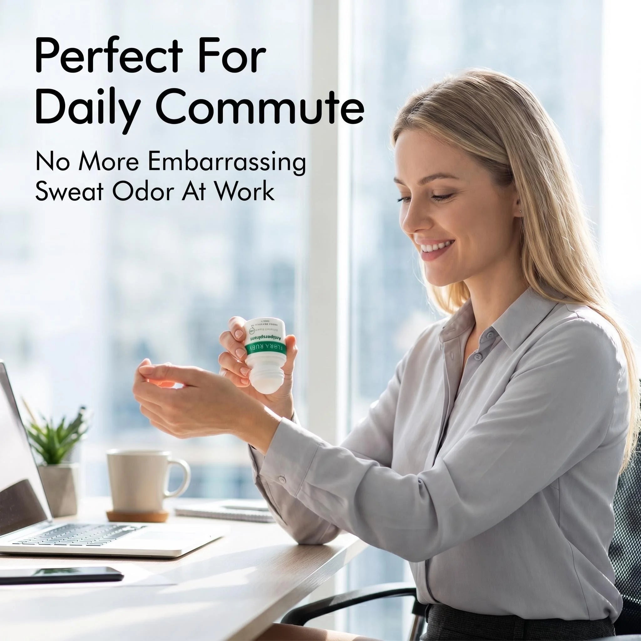 Flora Ruby deodorant rool on, 24-hour anti sweat and deodorizing, long-lasting freshness, easy to carry Oasis Select