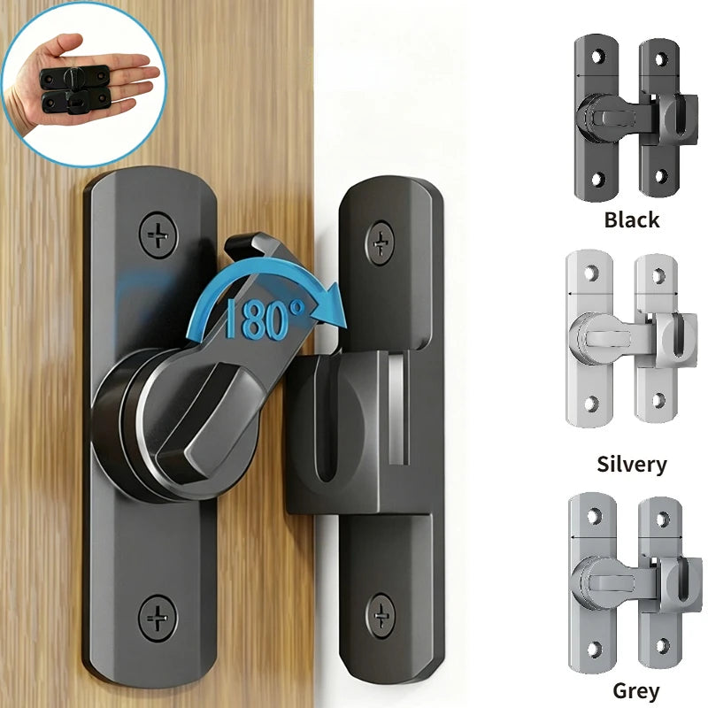 90/180 Degree Flip Door Lock Home Security Sliding Door Latch Small Gate Latches Hardware Anti-theft Lock Zinc Alloy Door Bolts Oasis Select