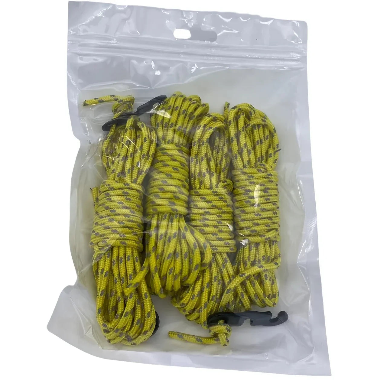 4 Sets Reflective Tent Ropes with Quick-Adjust Buckles – Windproof, High-Strength & Night Visible for Camping Safety Oasis Select