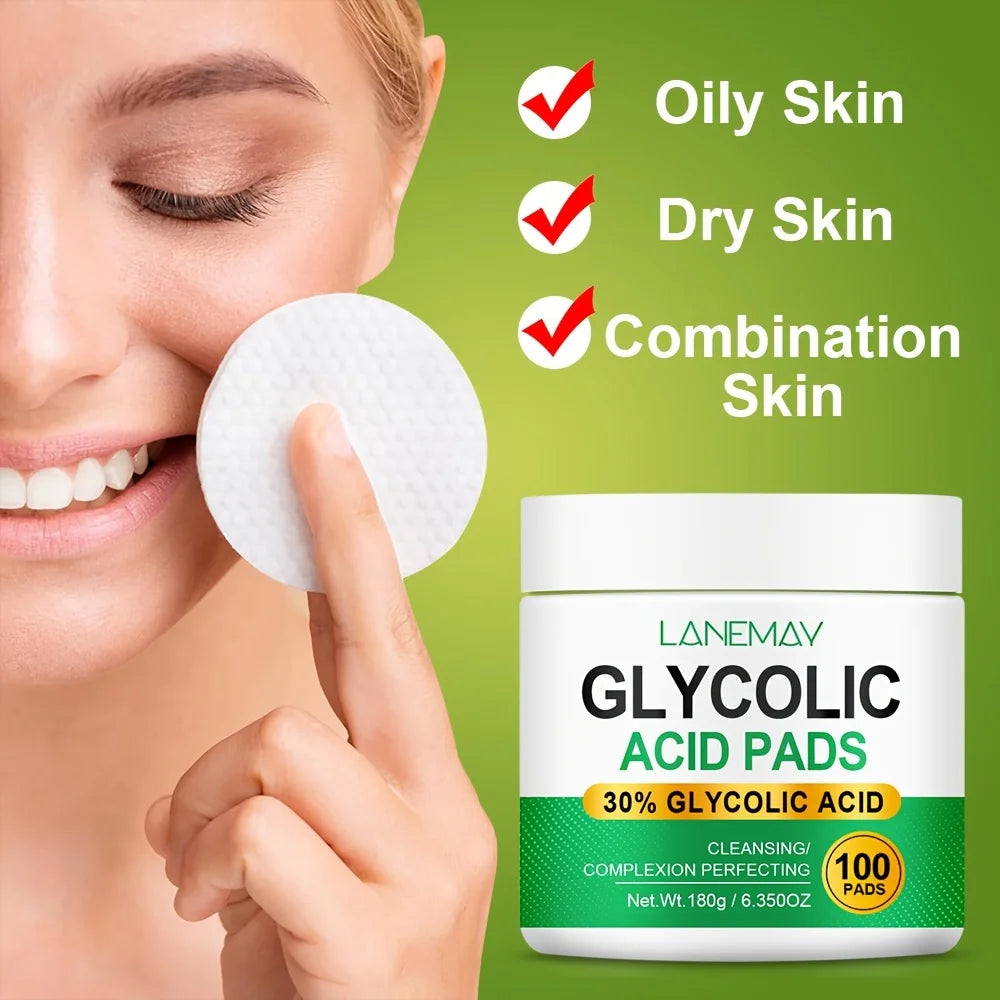 100-Count Glycolic Acid Brightening Face Pads – AHA + Niacinamide Facial Cleansing Pads Oasis Select