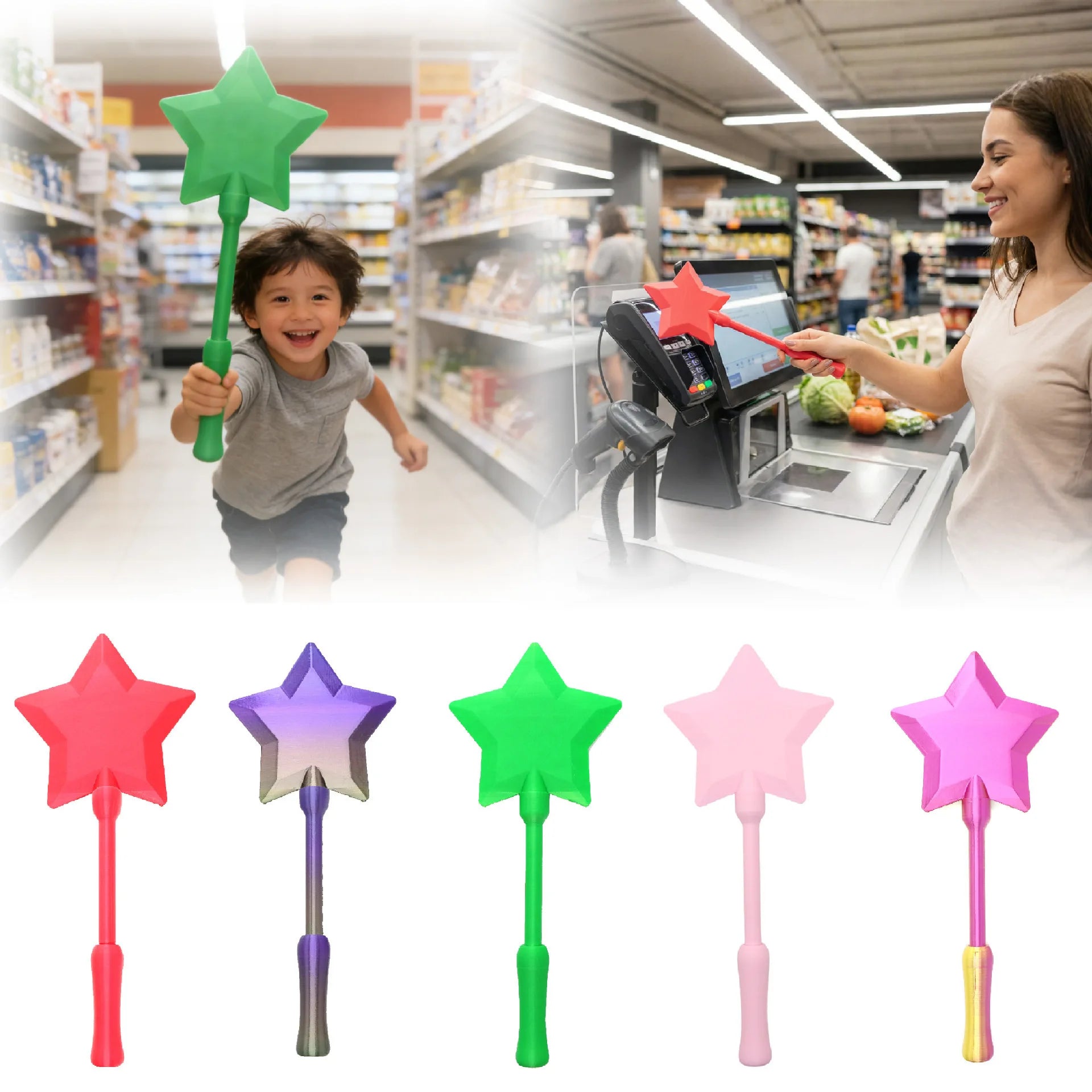 Fashion Creative 3D Printed Wand, Tap To Pay Portable Cute Star Magic Wand Holder, Lightweight Funny Credit Card Organizer Oasis Select