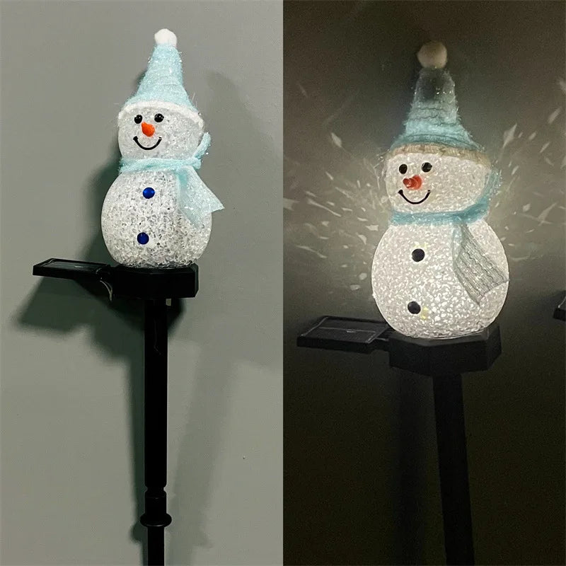Solar Christmas Snowman Ground Insert Lawn Light, Outdoor Christmas Festival Light, Garden Decoration, Courtyard Landscape Light Oasis Select blue