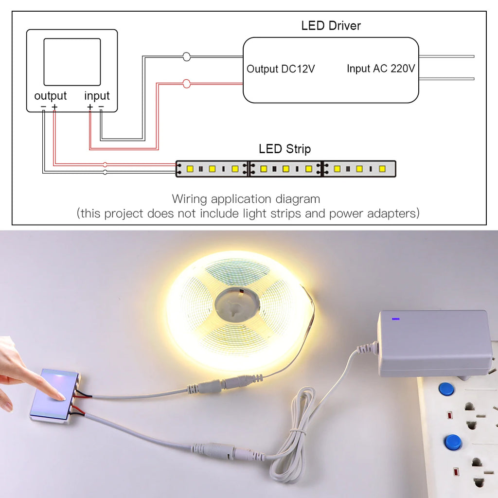 12V Bathroom Smart Mirror Touch Sensor Control Switch Dimmer Home Lighting Touch Switch CCT Adjustable Penetrable 1-5mm Glass Oasis Select