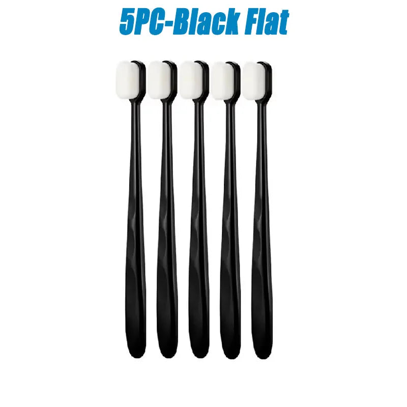 5/10Pcs Ultra Fine Soft Toothbrush, Million Nanometer Bristle Toothbrush, Deep Cleaning Teeth, Portable Oral Care Brush Oasis Select 5PC-Black Flat