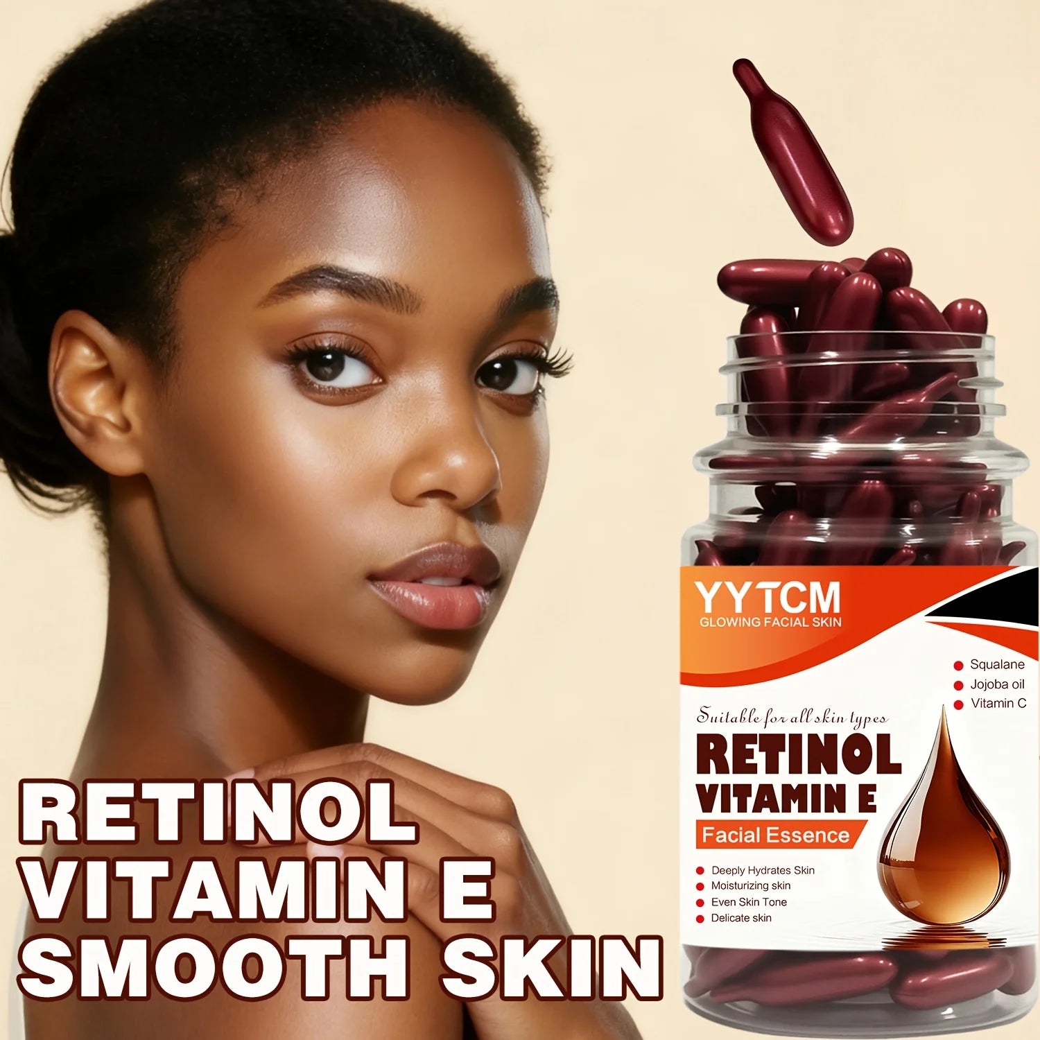 Retinol Vitamin E Capsule Essence – Hydrates, Firms & Brightens Face Capsule Serum Oasis Select