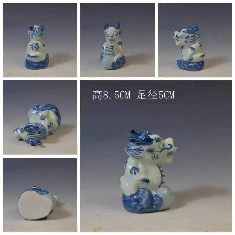 Porcelain Republic Of China Style Blue And White Zodiac Inkstone Tea Pet Study Room Desk Ornament Oasis Select Dragon
