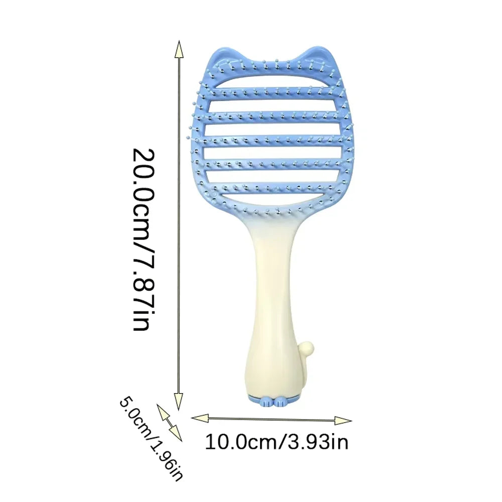 Cat Hollow-Out Detangling Hair Brush – Anti-Static Scalp Comb Detangling Hair Brush Oasis Select