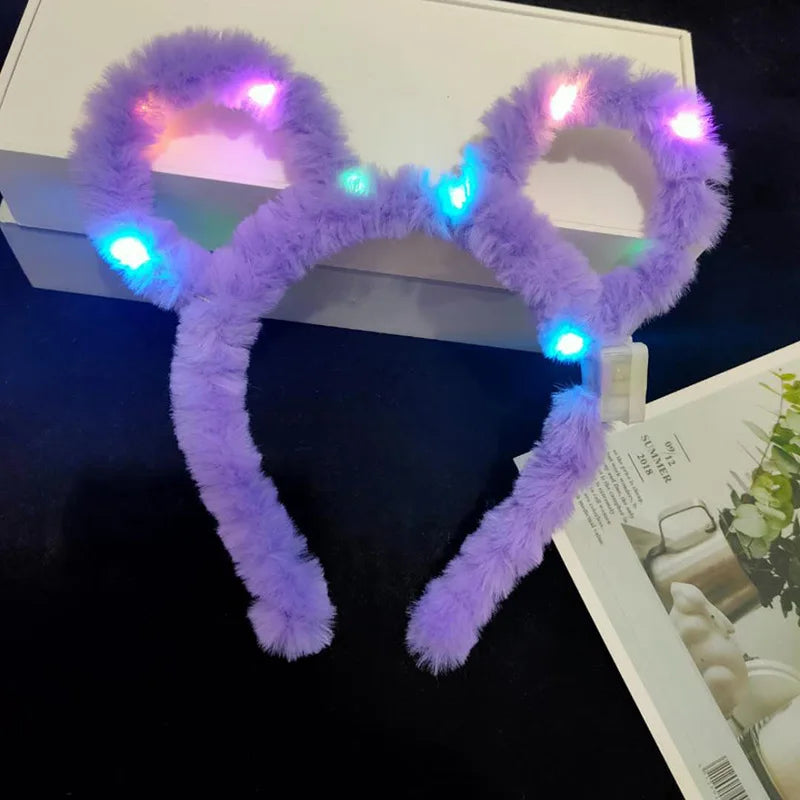 Women Girls LED Bunny Ears Hairband Easter Light Up Headbands Halloween Glow Party Supplies Wedding Festival Oasis Select Purple