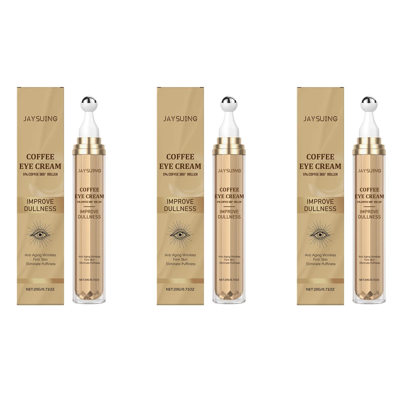Caffeine Roller Eye Cream – Dark Circles & Puffiness Relief Roller Eye Cream Oasis Select 3 x 20g Boxed