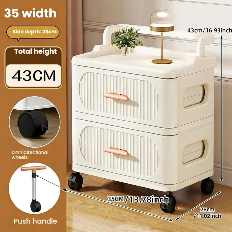 Drawer-style storage cabinet - A household portable storage unit for storing snacks and miscellaneous items in multiple layers. Oasis Select 35cm-2 layers-white