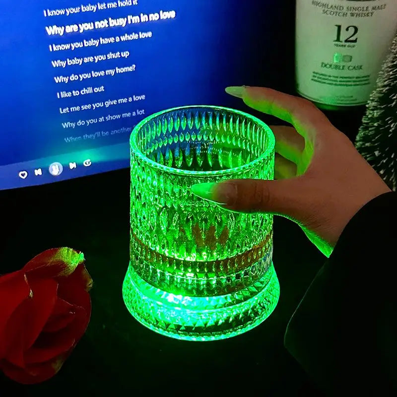 Vintage Glass 360 ° Rotating Glass Cup With Base Creative Glowing Rotation Glass Light Luxury Glass Brandy Wine Cup Glassware Oasis Select