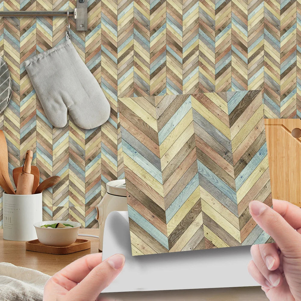 Imitation wood grain texture tiles pasted antique self-adhesive tiles pasted retro wall stickers can be removed Oasis Select