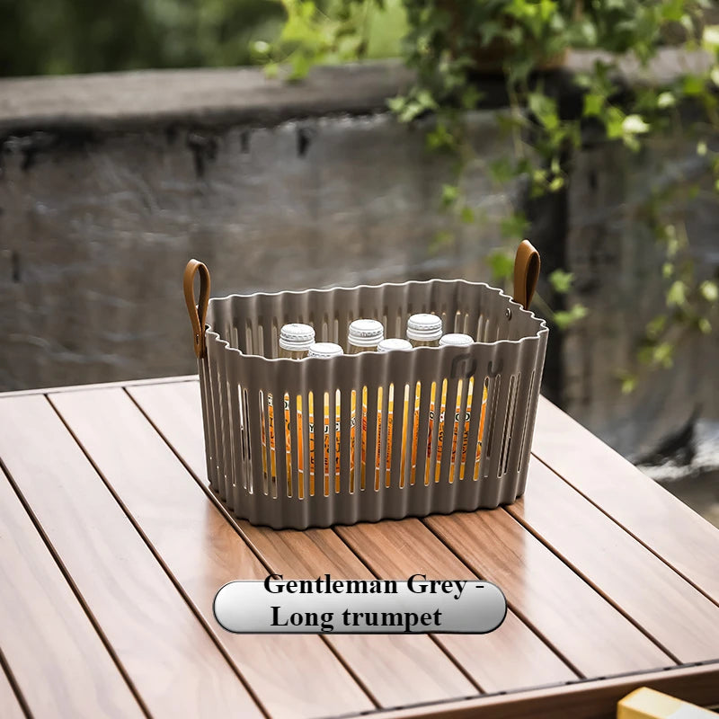 Hand-held Basket Outdoor Camping Picnic Fruit Basket Fruit Tray Living Room Snacks Dried Fruit Storage Basket Oasis Select Rectangular trumpet 1