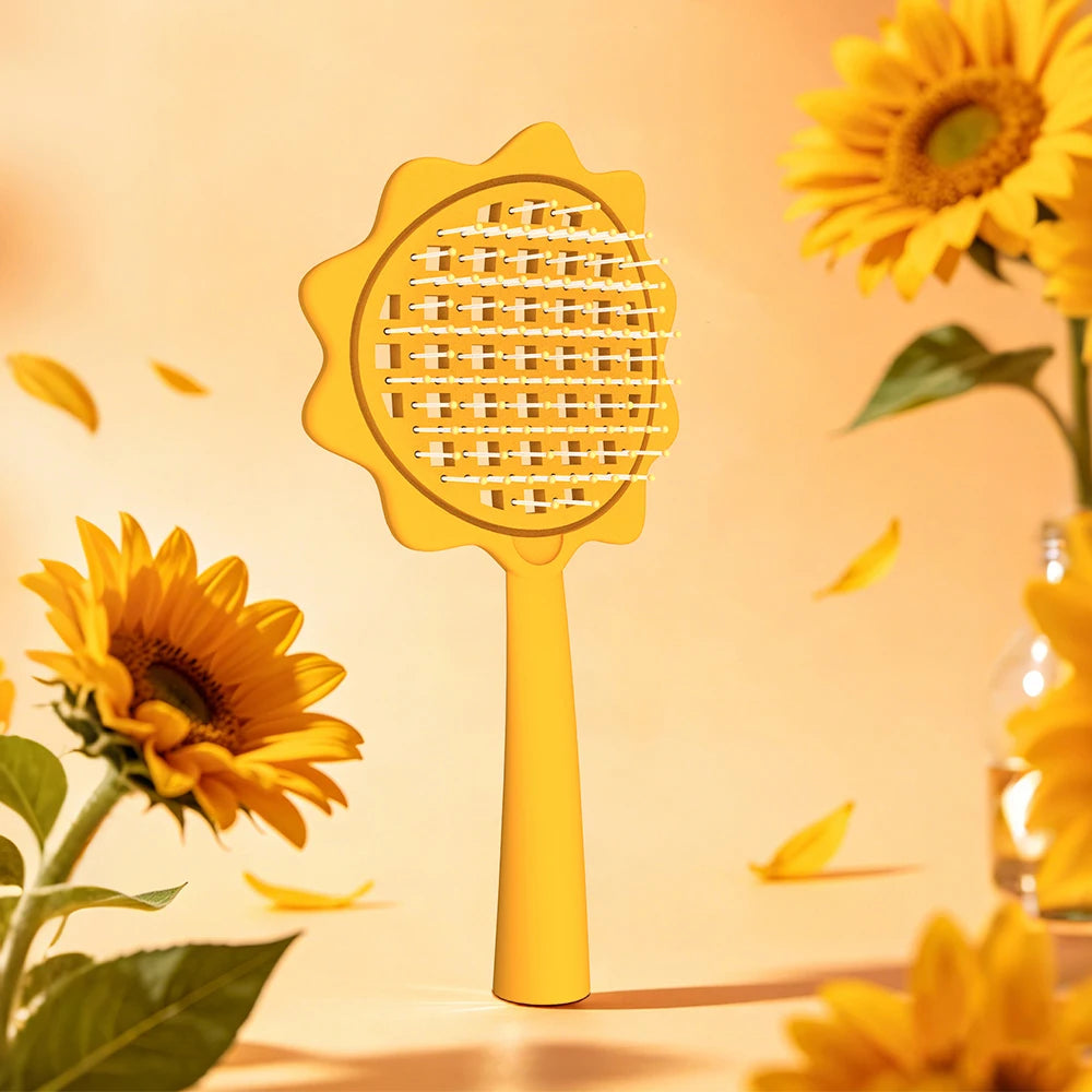 Sunflower Hollow Hair Brush Detangling Comb Scalp Massager Detangling Dry And Wet Use Design Salon Hairdressing Styling Tools Oasis Select M24-x-yellow-04