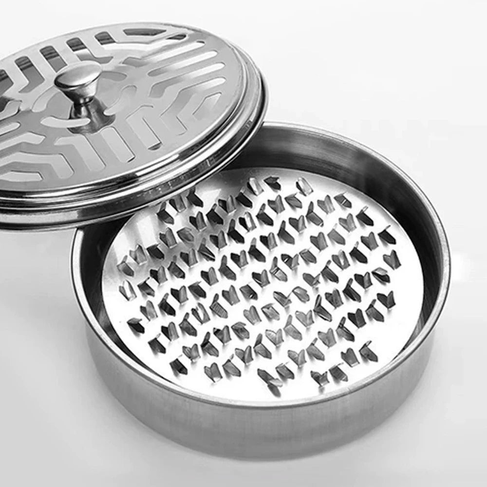 Stainless Steel Mosquito Coil Holder Round Tray with Cover