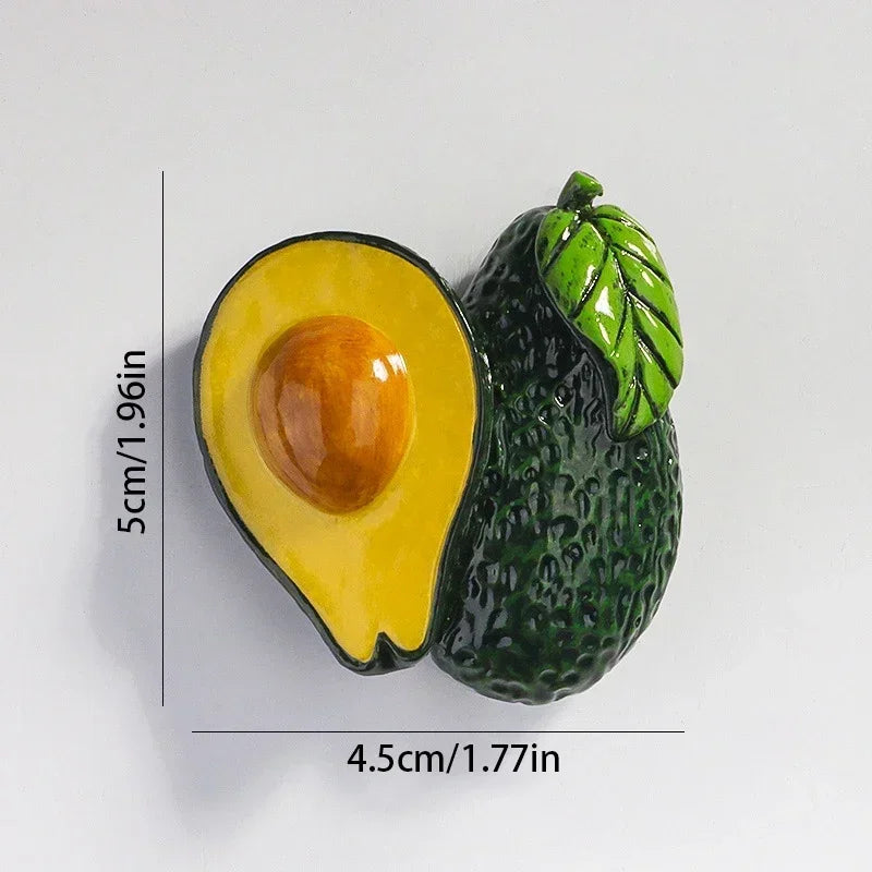 Creative Fridge Magnet Decor 3D Cute Cartoon Fruit Message Board Refrigerator Magnet Sticker for Kids Toy Gift Home Decoration Oasis Select avocado