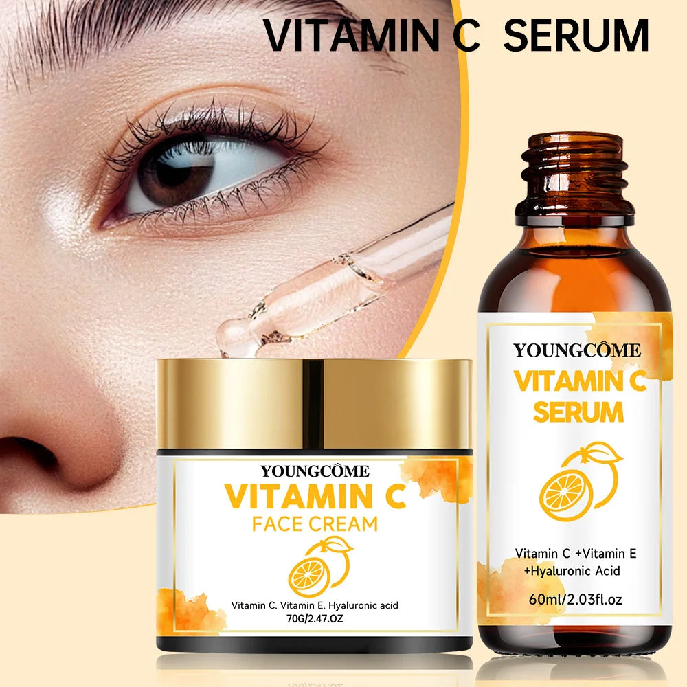 YOUNGCOME Vitamin C & Hyaluronic Acid Skincare Set | Serum + Cream Skincare Set Oasis Select
