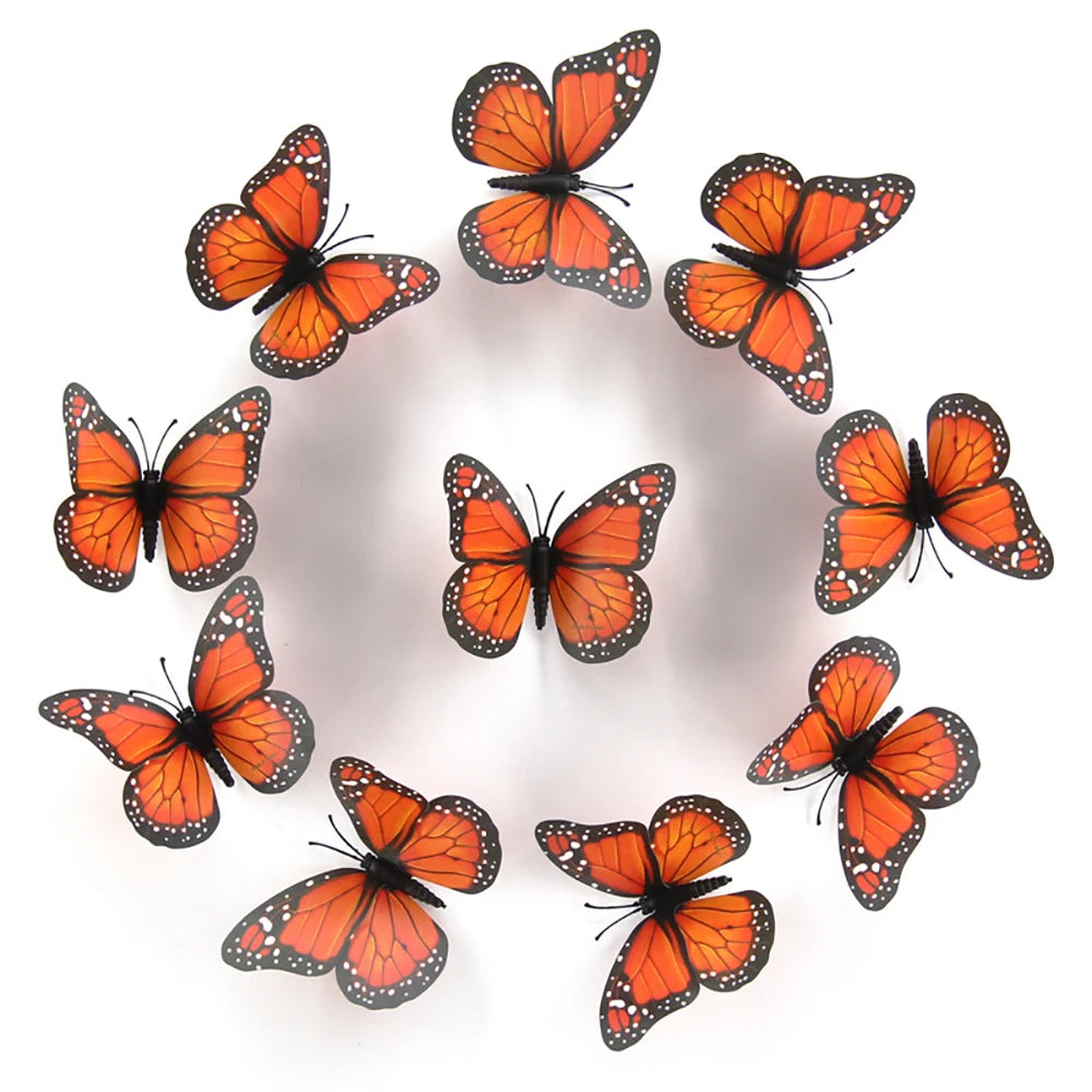 10pcs 3D Monarch Butterfly Wall Stickers – Home & Party Decor