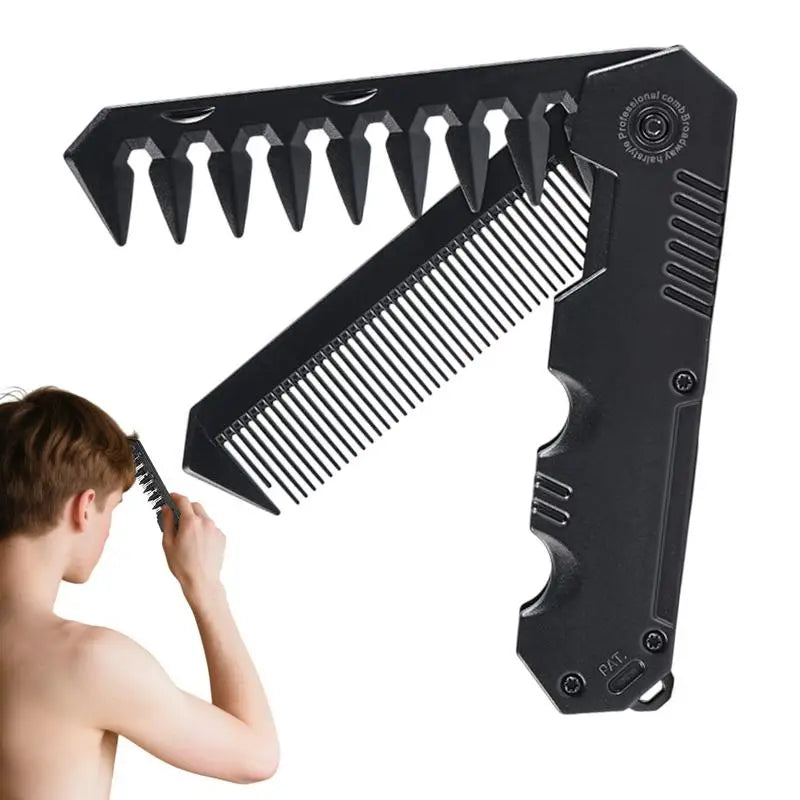 NEW 2in1 travel Portable Folding Comb Barber Clipper Comb Wide Tooth Oil Head Hair Comb Mini Beard Combing Salon Styling Tool Oasis Select