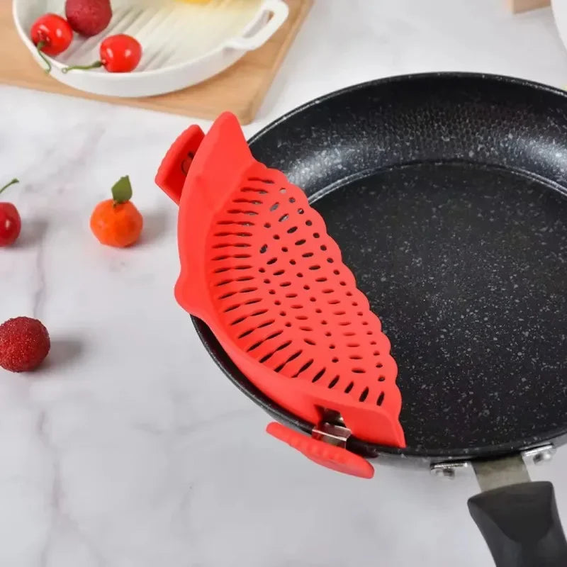 Universal Silicone Clip on Pan Pot Strainer Anti Spill Strainer Food On Strainer For Pots Pans And Bowls, Kitchen Pot Strainer Oasis Select