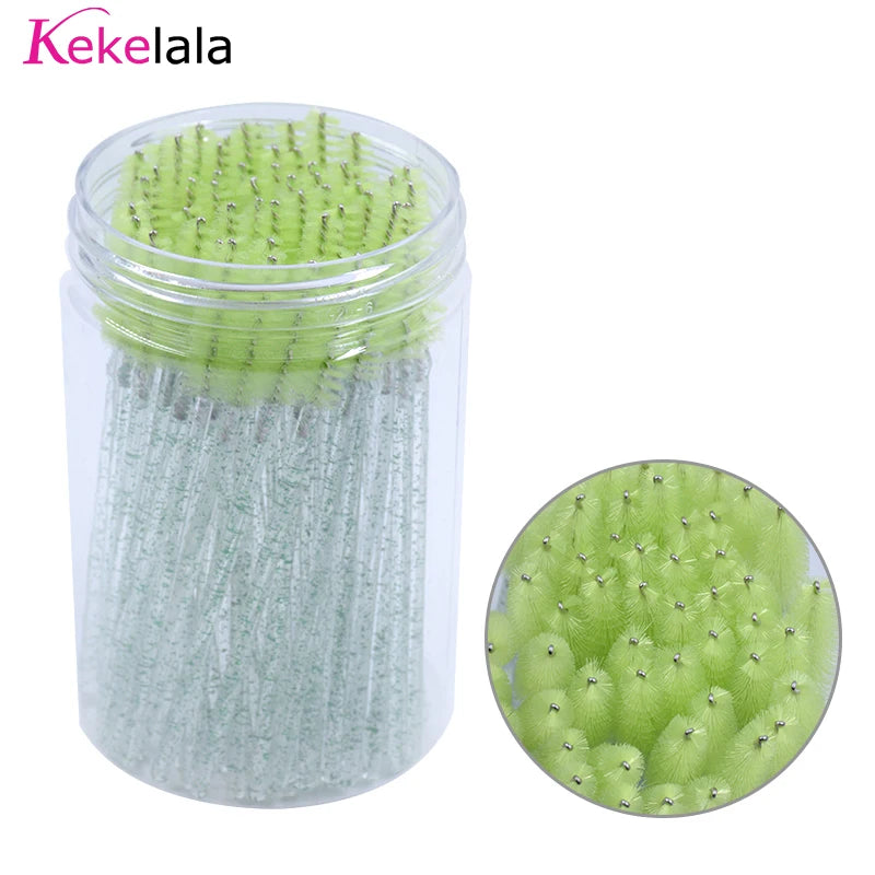 50pc Disposable Mascara Wands & Spoolie Brushes in Bottle Mascara Wand Spoolies Oasis Select green in bottle