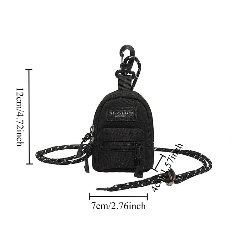 Mini Lipstick Earphones Small Bag Storage Pendant Niche Design Fabric Single Shoulder Crossbody Keychain Oasis Select Black