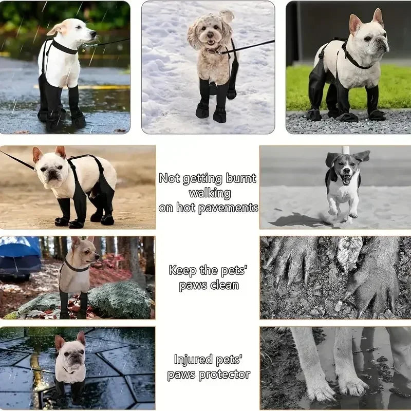 Pet Dog Shoes Waterproof Adjustable Dog Boots Rain Day Pet Breathbale Shoes for Outdoor Walking Soft French Bulldog Paws Protec Oasis Select