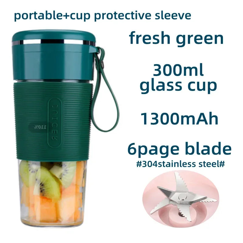 Portable Juicer Usb Rechargeable Wireless Mini Smoothie Blender Mixer Fruit Juice Maker Electric Juicer Machine Glass Cup Oasis Select K10 green 6 Leaf