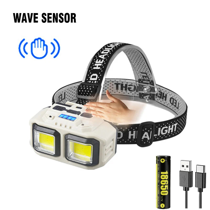 Super Bright Led Headlamp Use 18650 Battery Rechargeable Fishing Headlight Outdoor Hunting Camping Waterproof Head Light Oasis Select Sensor