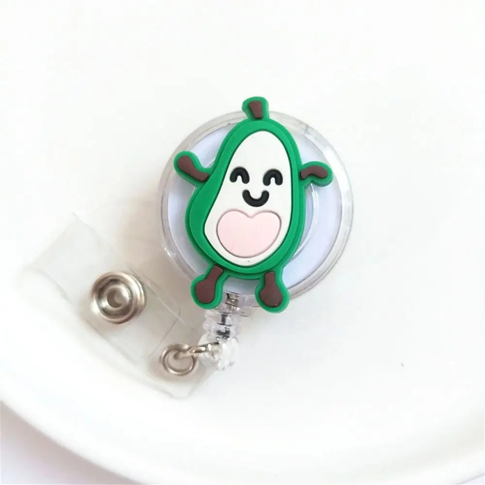 New Cute Silicone Fruits Avocado Retractable Pull Badge Reel ID Lanyard Name Tag Card Badge Holder Reels Oasis Select 7