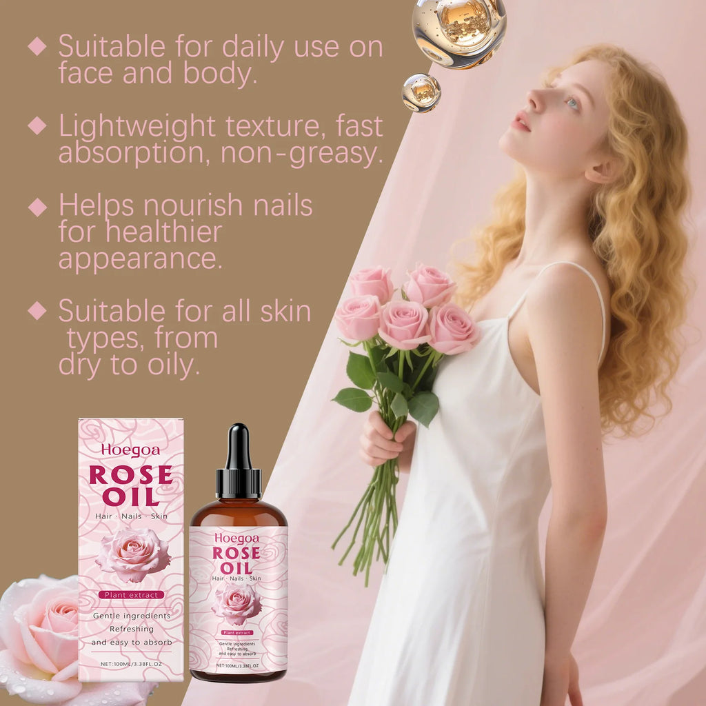 HOEGOA Rose Oil Face Serum – Anti-Aging & Brightening 100ml Rose Facial Serum Oasis Select
