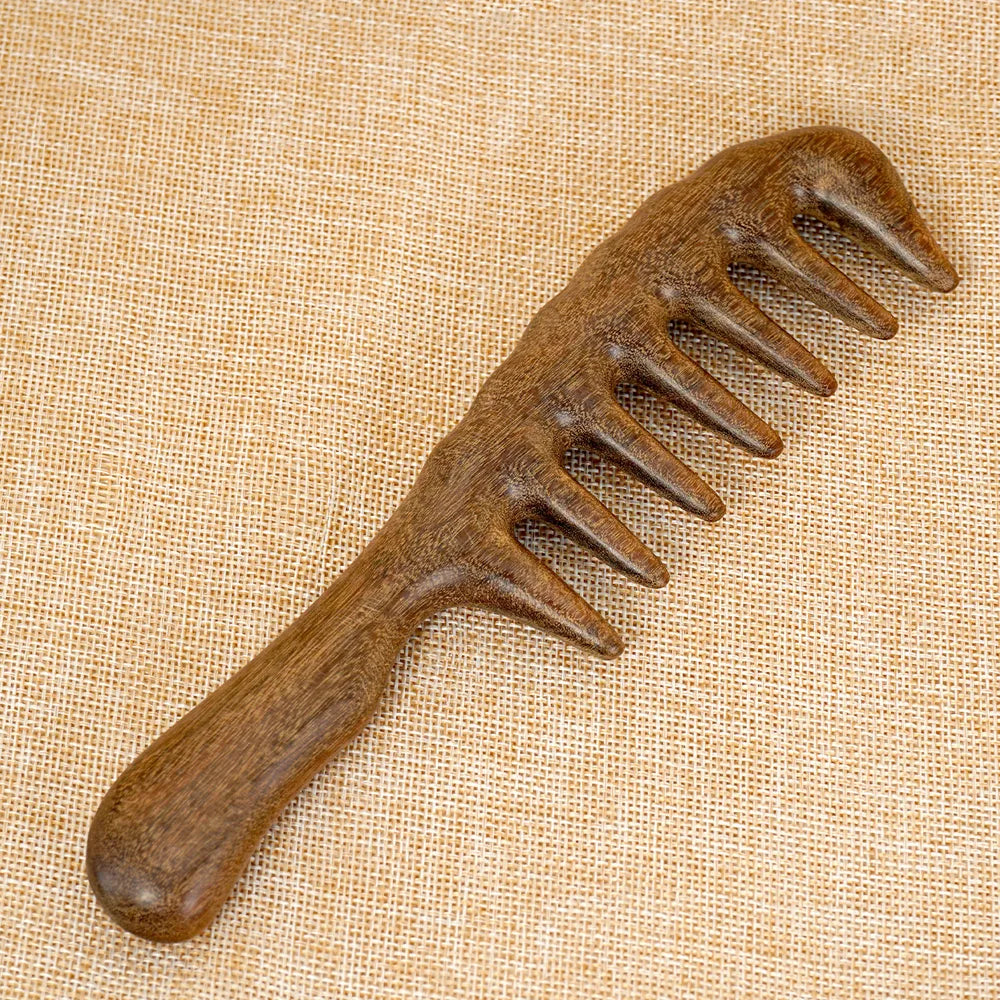 Natural Sandalwood Wide Tooth Massage Comb Set – Anti-Static Scalp Massage Comb Set Oasis Select
