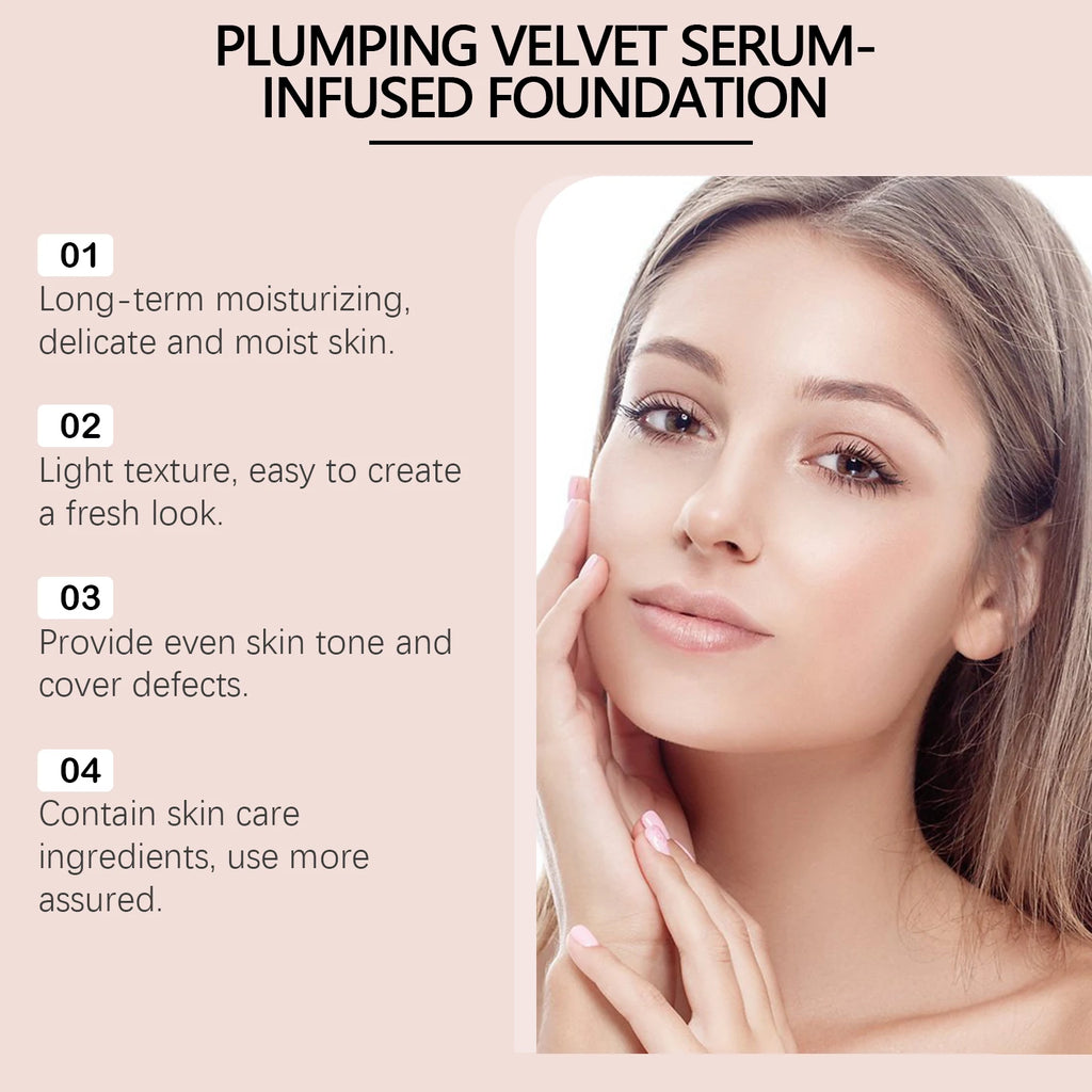 2-in-1 Plumping Velvet Serum-Infused Foundation Makeup Multifunctional Lightweight Magic Color Changing Foundation Cream Matte Oasis Select