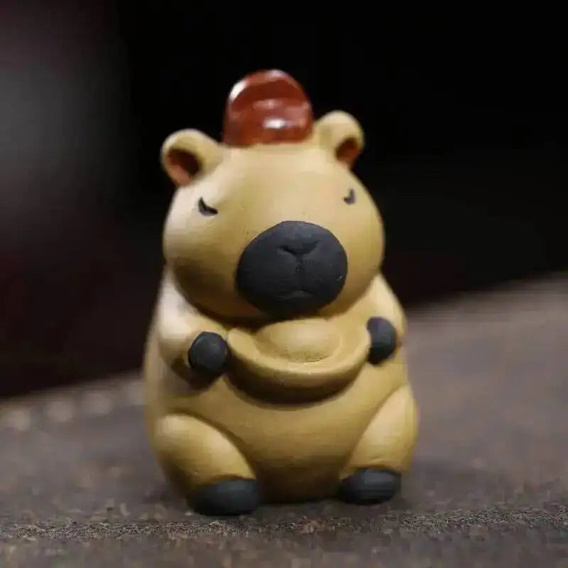 Zisha Tea Pet Animal Healing Cute Adorable Yuanbao Capybara Small Ornament Turtle Decoration Чаепитие Oasis Select Yuanbao Kapibala