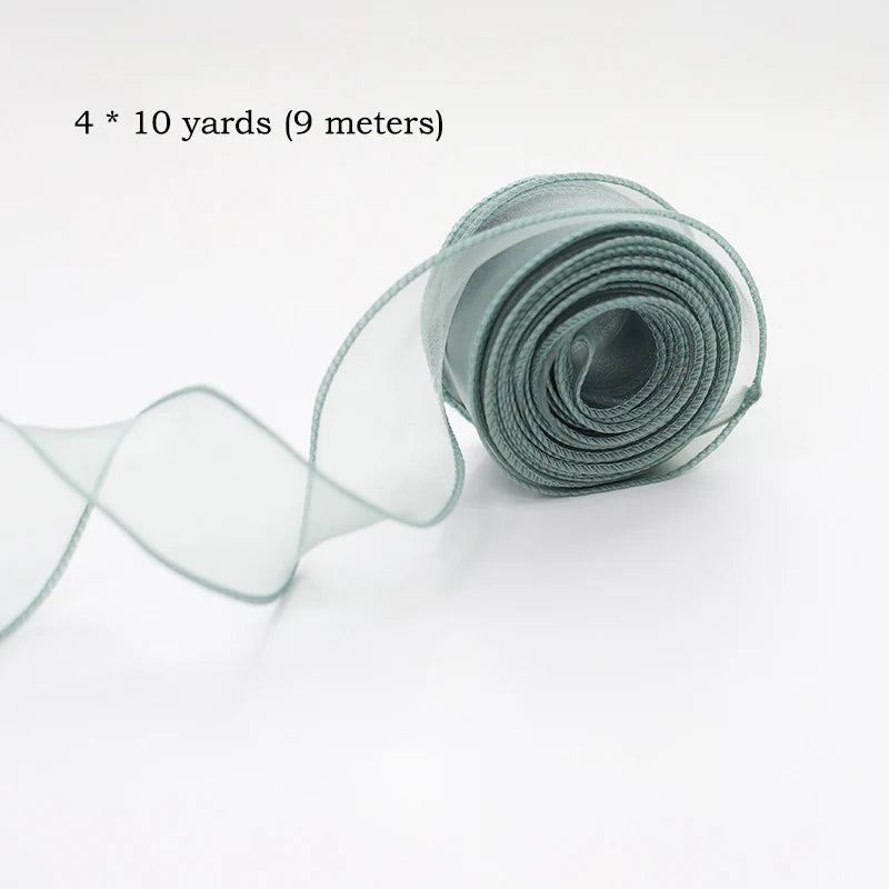 10yards Roll Silk Ribbon 40mm Satin Ribbon Organza Ribbons Gift Wrapping Handmade Wedding Birthday Party Decor Bow Diy Craft Oasis Select Green 10Yards