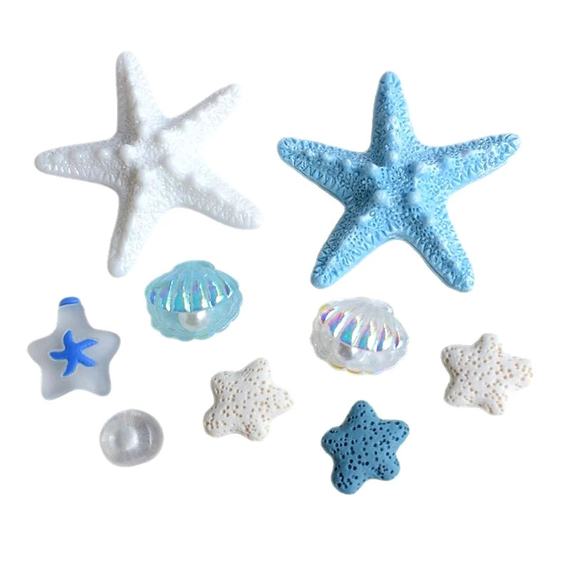 1set Sea Shell Hole Punch Shoe Charms DIY Ocean Lava Rock & Starfish Shoe Clips For Summer Sandals & Slippers Decorations Oasis Select