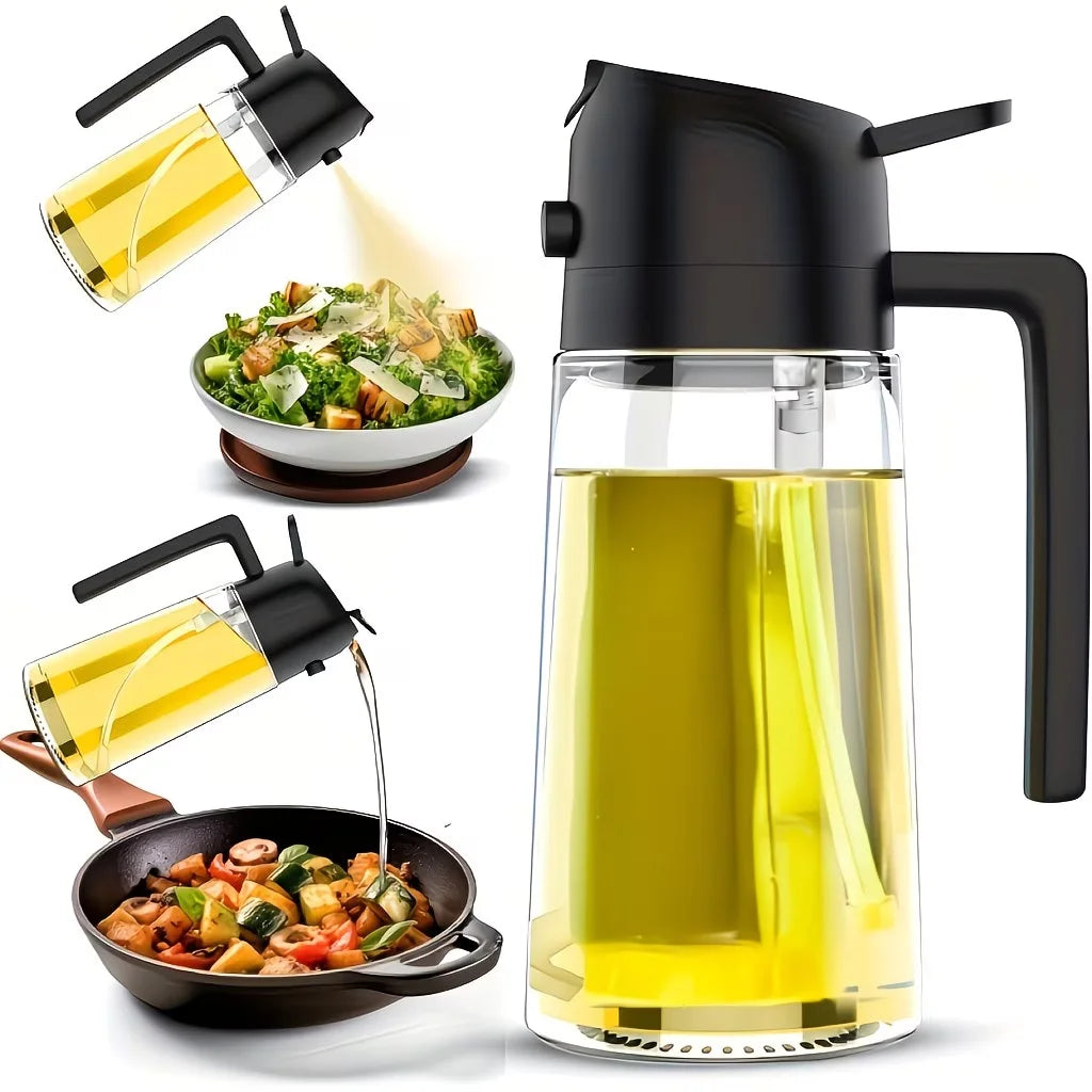 1pc 15.89oz Leak-Proof Oil Dispenser, Dual-Use Spray & Return Nozzle for Cooking Grilling Salad, Olive Oil Vinegar, Home Outdoor Oasis Select