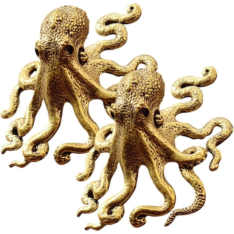 New Antique Octopus Home Decoration Brass Copper Animal Figurines Miniatures Desk Ornament Accessories Creative Table Craft Oasis Select