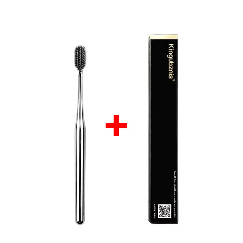 1/2/4pcs Luxury Soft Bristles Toothbrush Men Women Adult Tooth Brush Gold Silver Dental Brushes Elegance Toothbrushes Portable Oasis Select 1pcs Silver Black