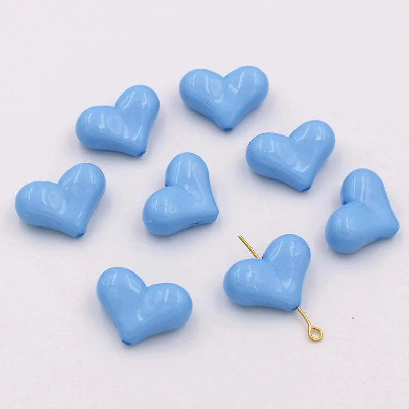 20pcs 16x22mm Acrylic Heart Shape Spacer Beads with 2mm Hole for Keychain Earrings Necklace Jewelry Pens Making Craft DIY Oasis Select Sky blue