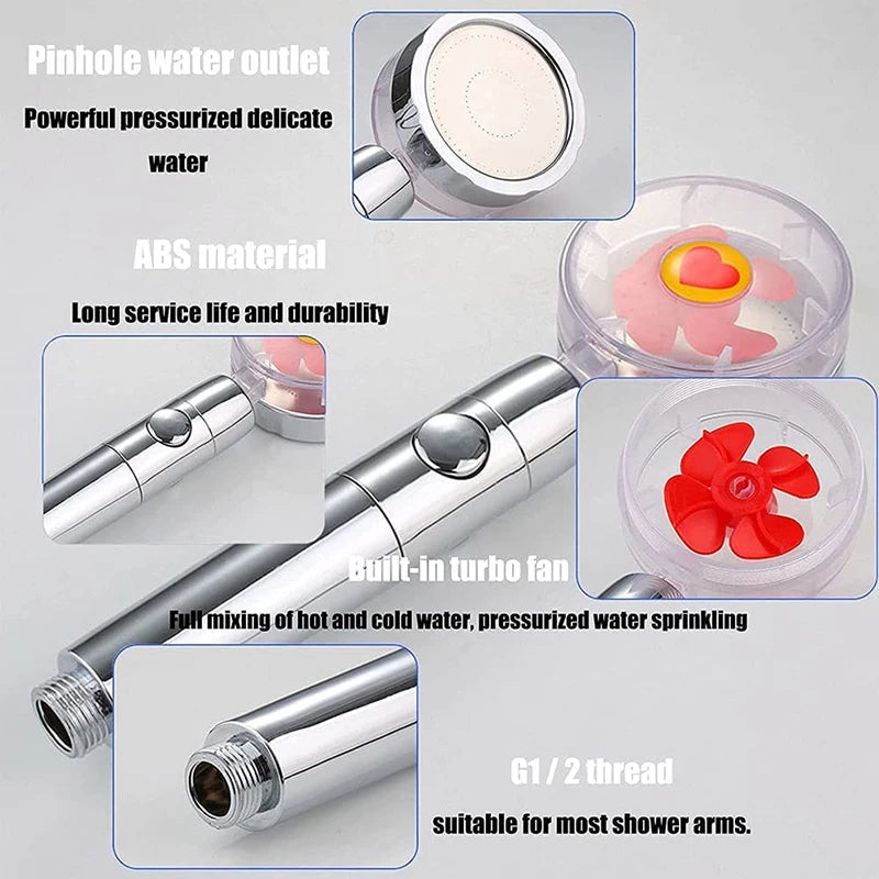 Shower Head Water Saving Flow 360 Degrees Rotating with Filter & Fan ABS Rain High Pressure Spray Nozzle Bathroom Accessories Oasis Select