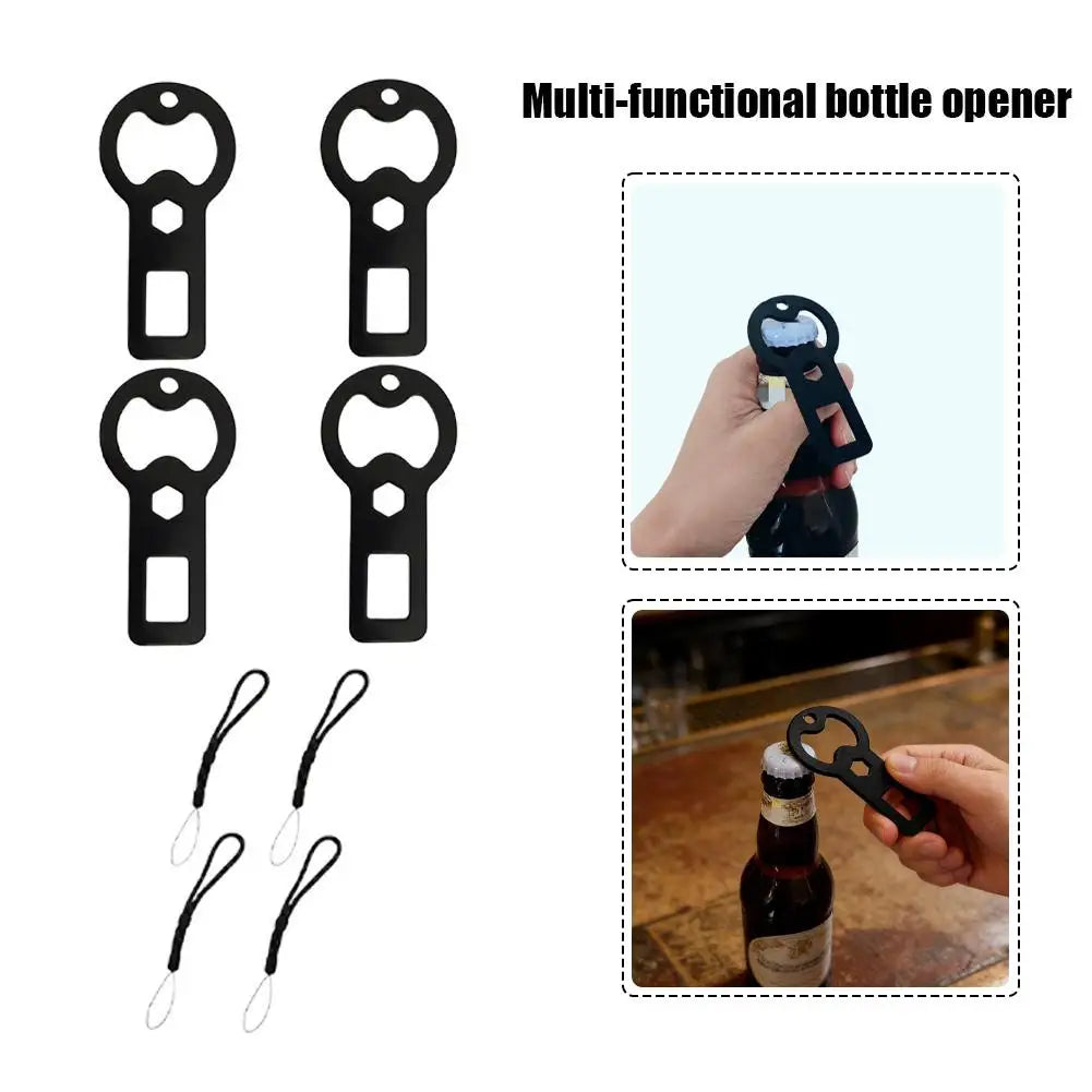 Beer bottle opener Portable Metal Bottle Opener Keychain 4-Pack Flat Beer Bottle Openers with Lanyard Oasis Select